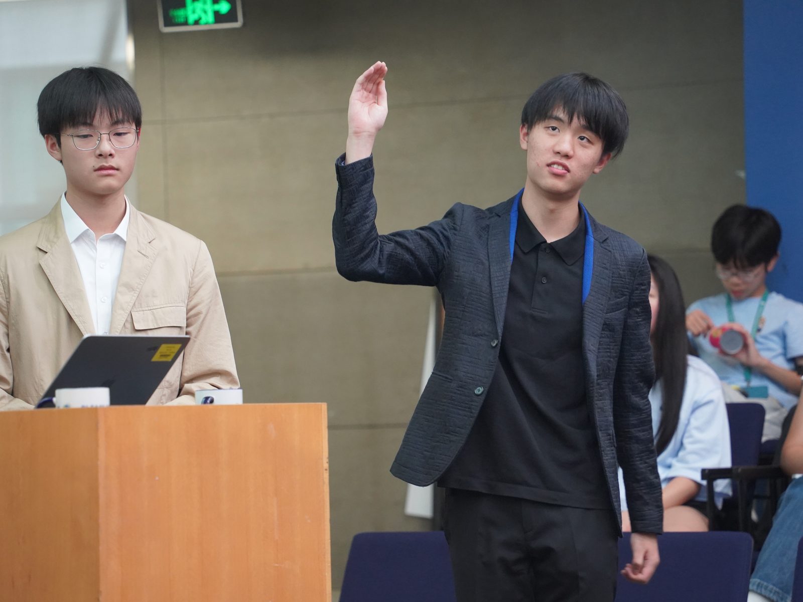 A student team pitching at the International School of Beijing