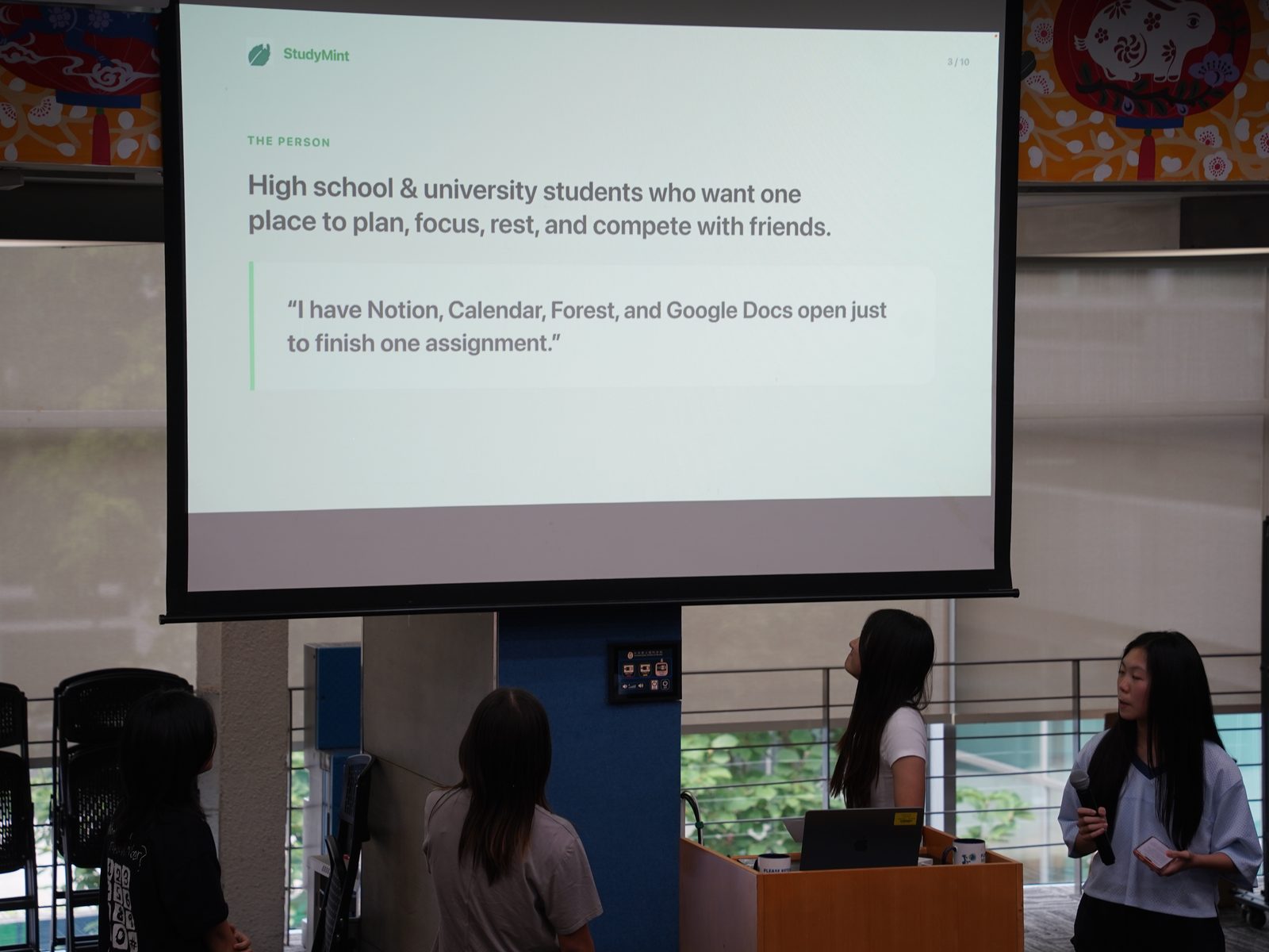 A team walking the judges through their product